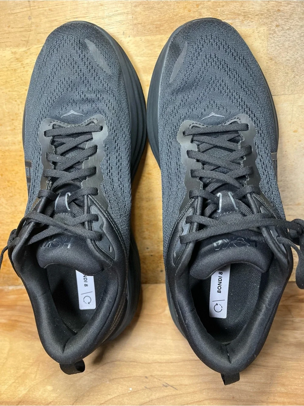 Hoka One One Bondi 8 REFLECTIVE Mens Size 12 Running Shoes Sneakers Black